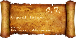 Orgonik Talabor névjegykártya